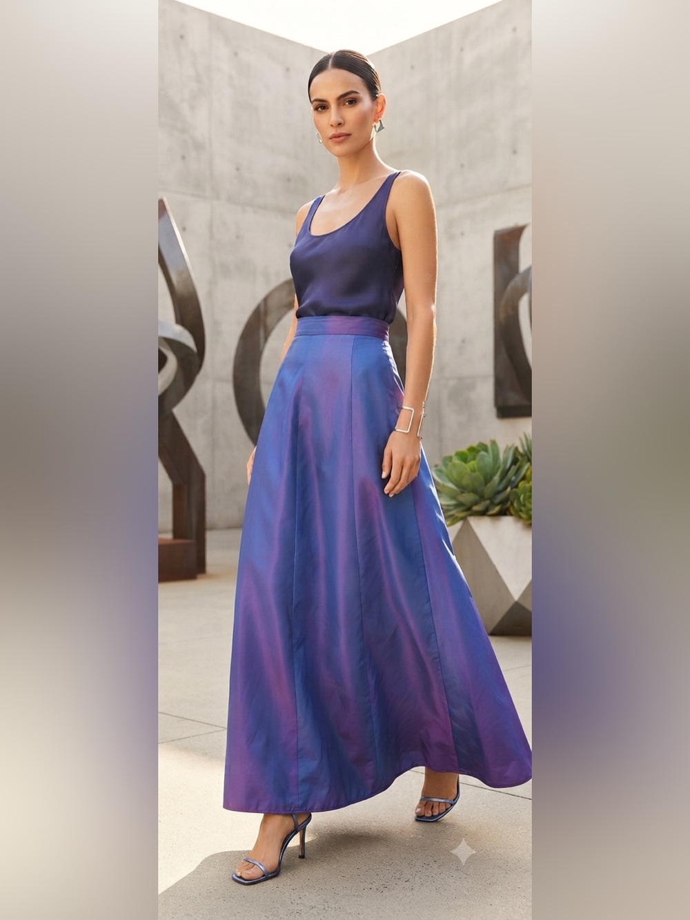 Jessica McClintock for Gunners Sax Millennium 2000 Elegant Blue and Purple Skirt